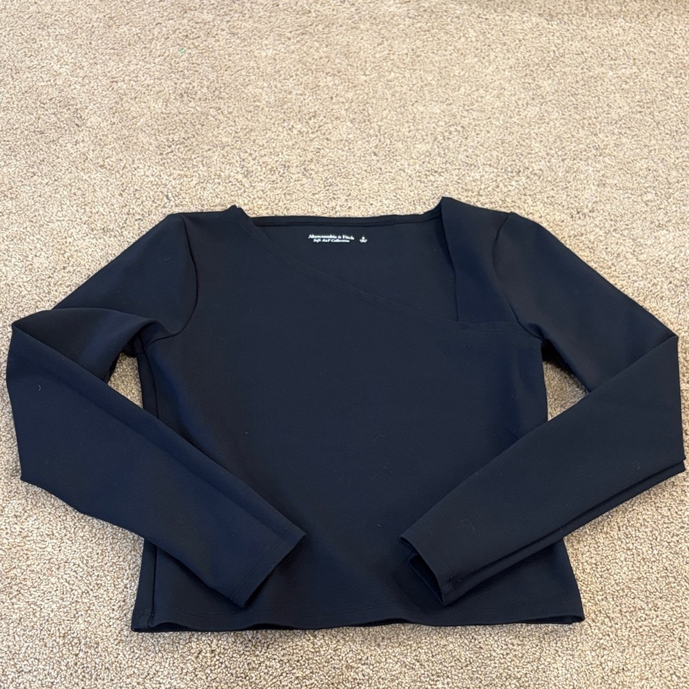 Abercrombie matte black heavy soft AF A&F long sleeve square neck shirt